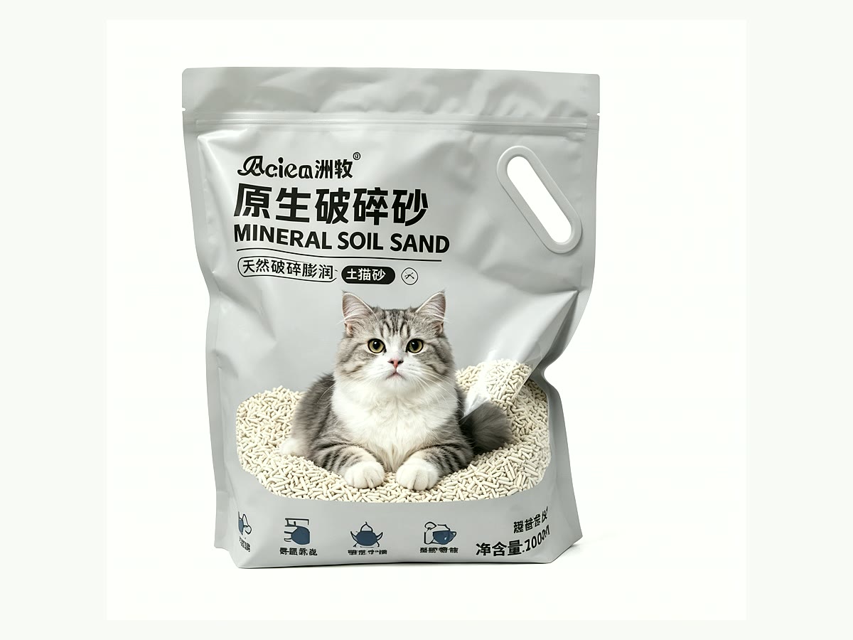 Zipper stand-up pouch for activated carbon cat litter packaging